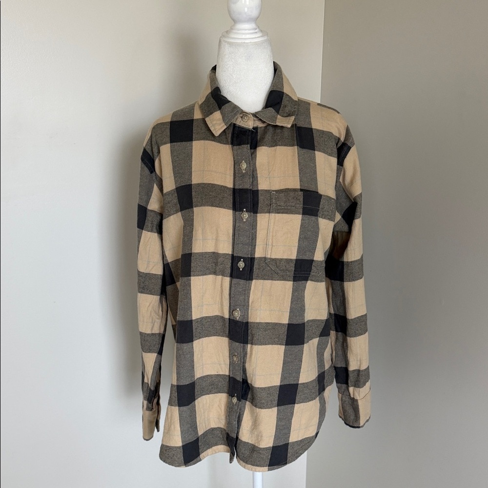 Women’s Tan and Gray Checkered Shirt size XS